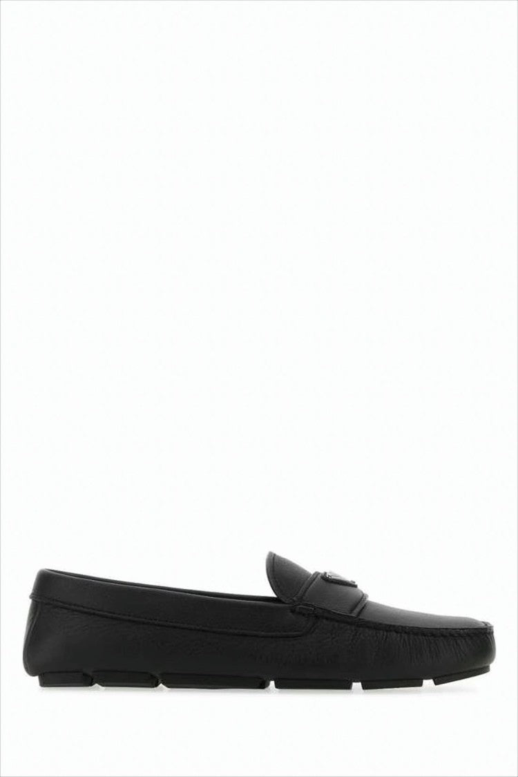 Prada Smooth Leather Loafer With Rounded Toe And Subtle Strap