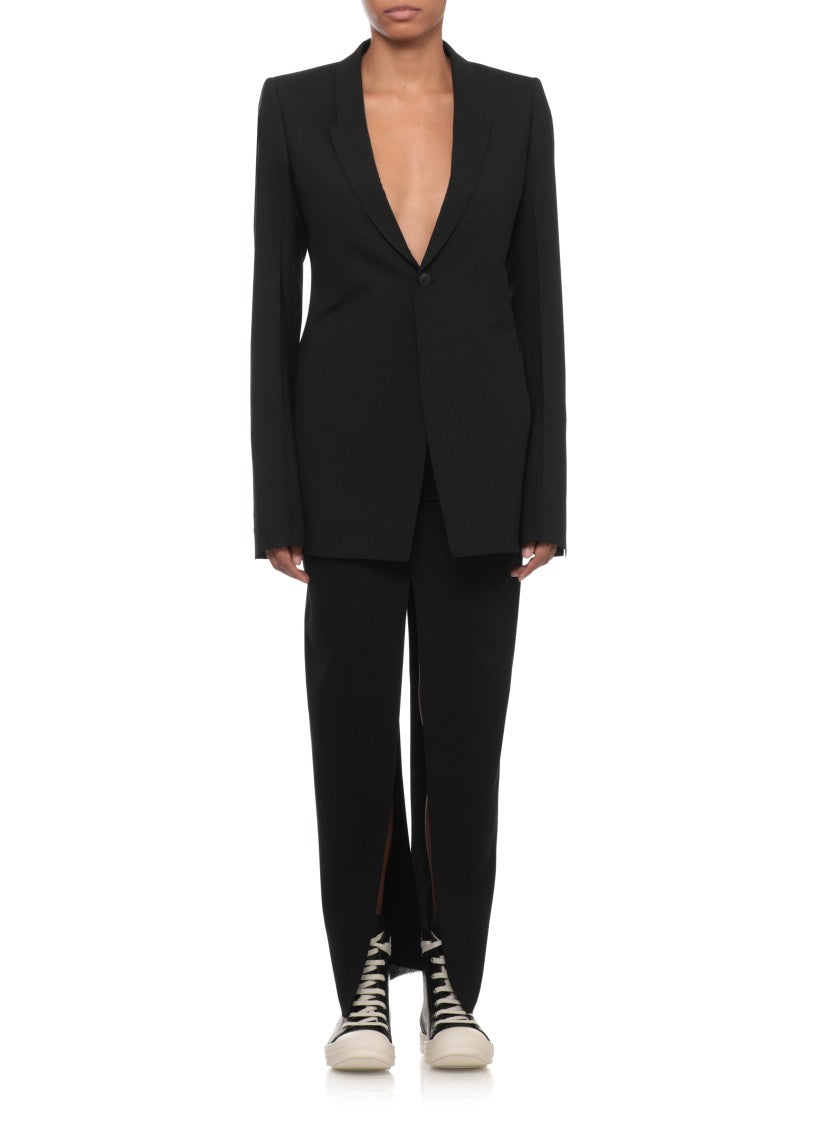Rick Owens Black Midi Skirt With Front And Back Split