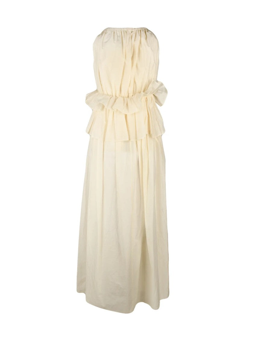 Ter Et Bantine Cream Gauzed Ruffled Peplum Cotton-Blend Maxi Dress