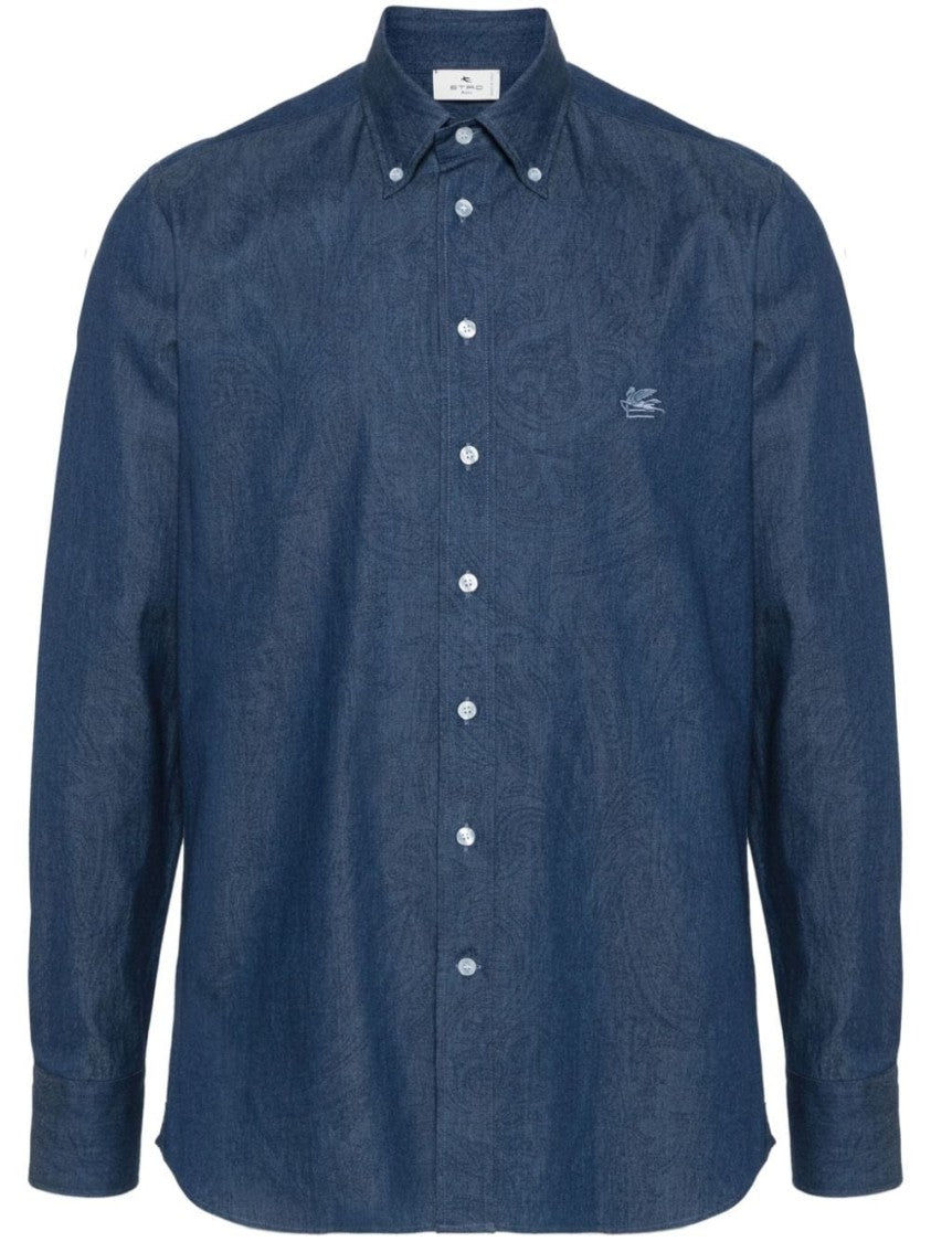 Etro Roma Long-Sleeve Paisley Pattern Cotton Shirt
