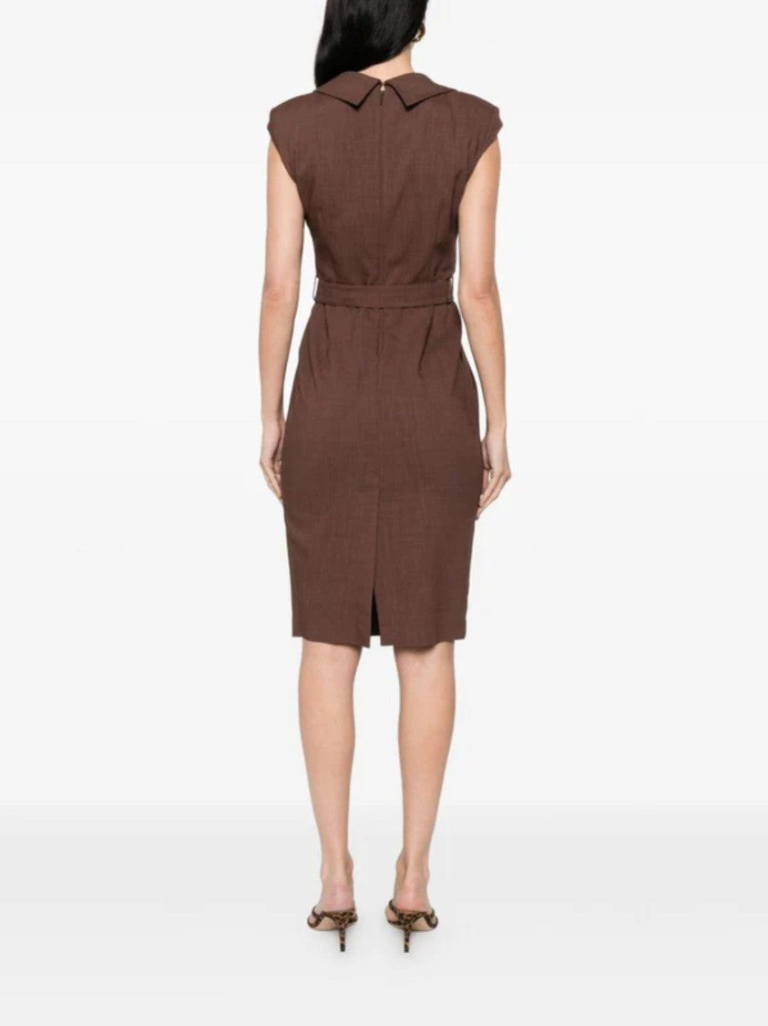 Pinko Tailored Wide Lapel Belted Midi Dress