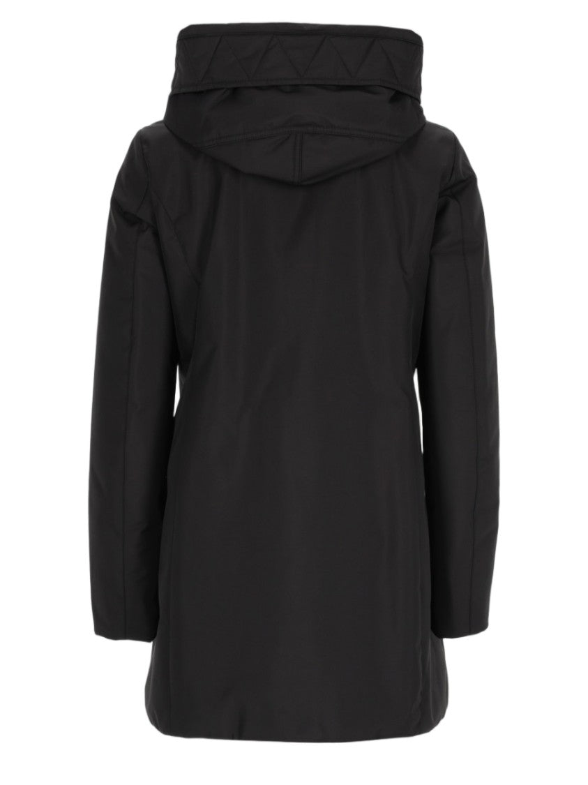 Fay Hooded Minimalist Black Polyamide Parka