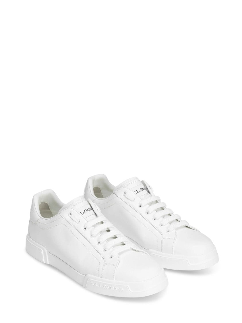 Dolce & Gabbana White Minimalist Leather Sneakers