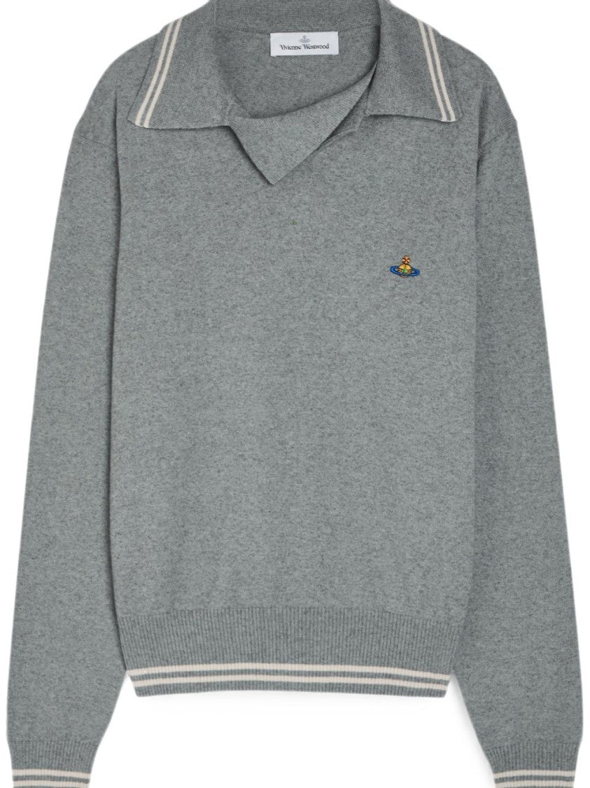Vivienne Westwood Soft Grey Long-Sleeve Knit Polo Shirt