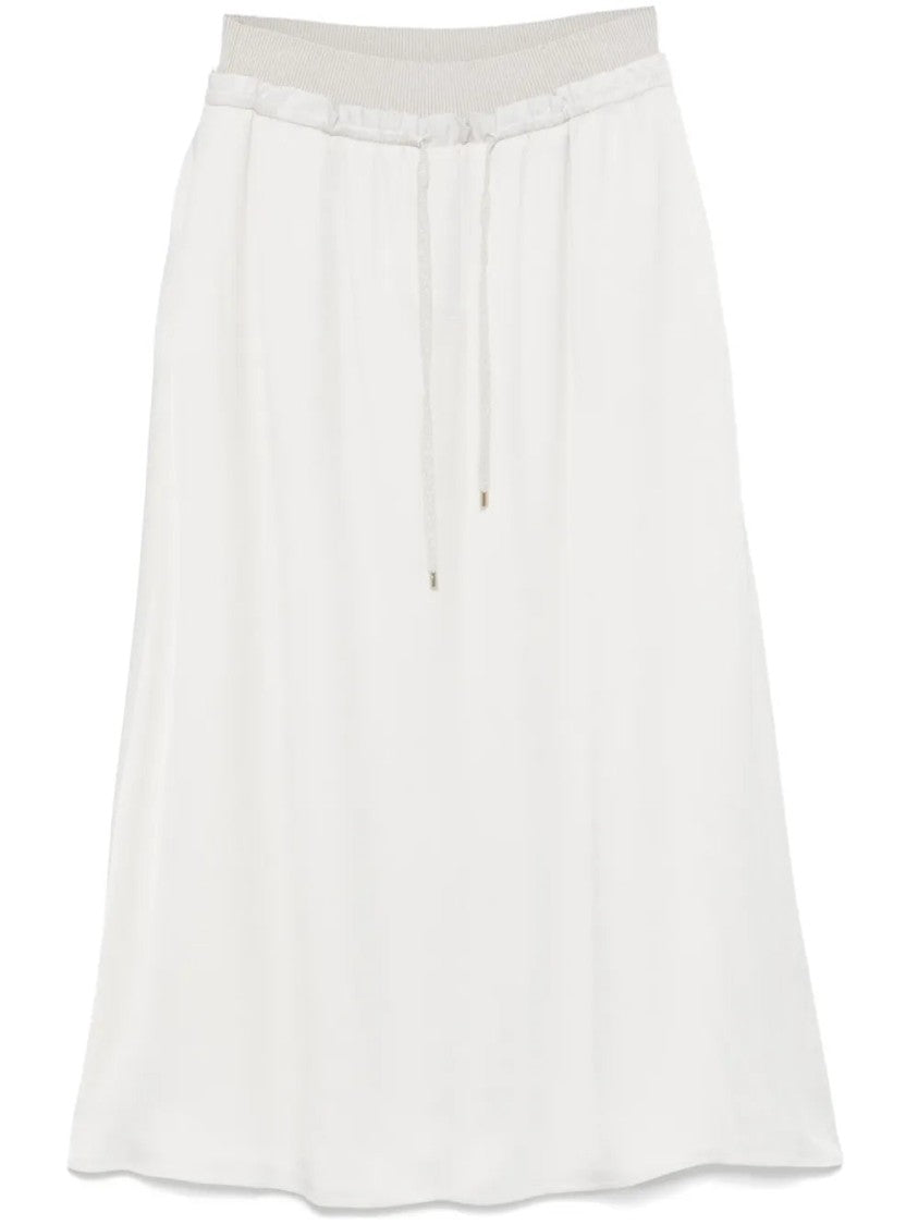 Lorena Antoniazzi White Drawstring Midi Skirt