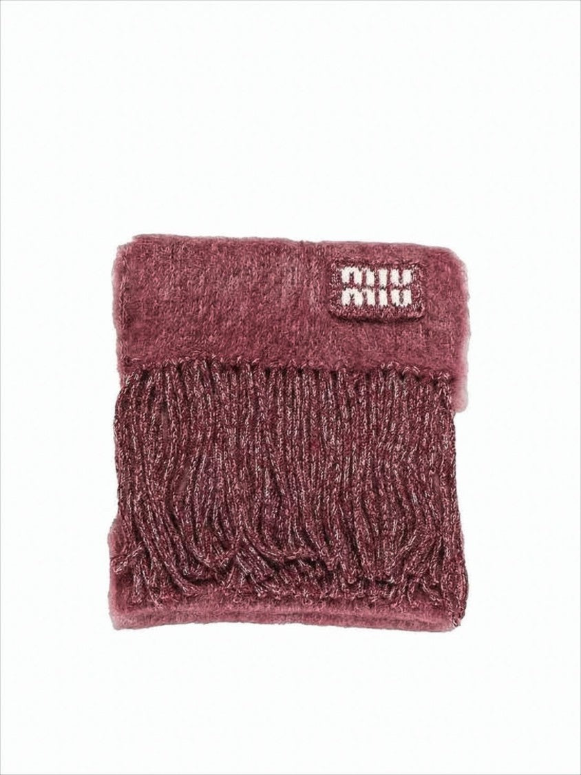 Miu Miu Luxurious Burgundy And Pink Mohair Blend Scarf