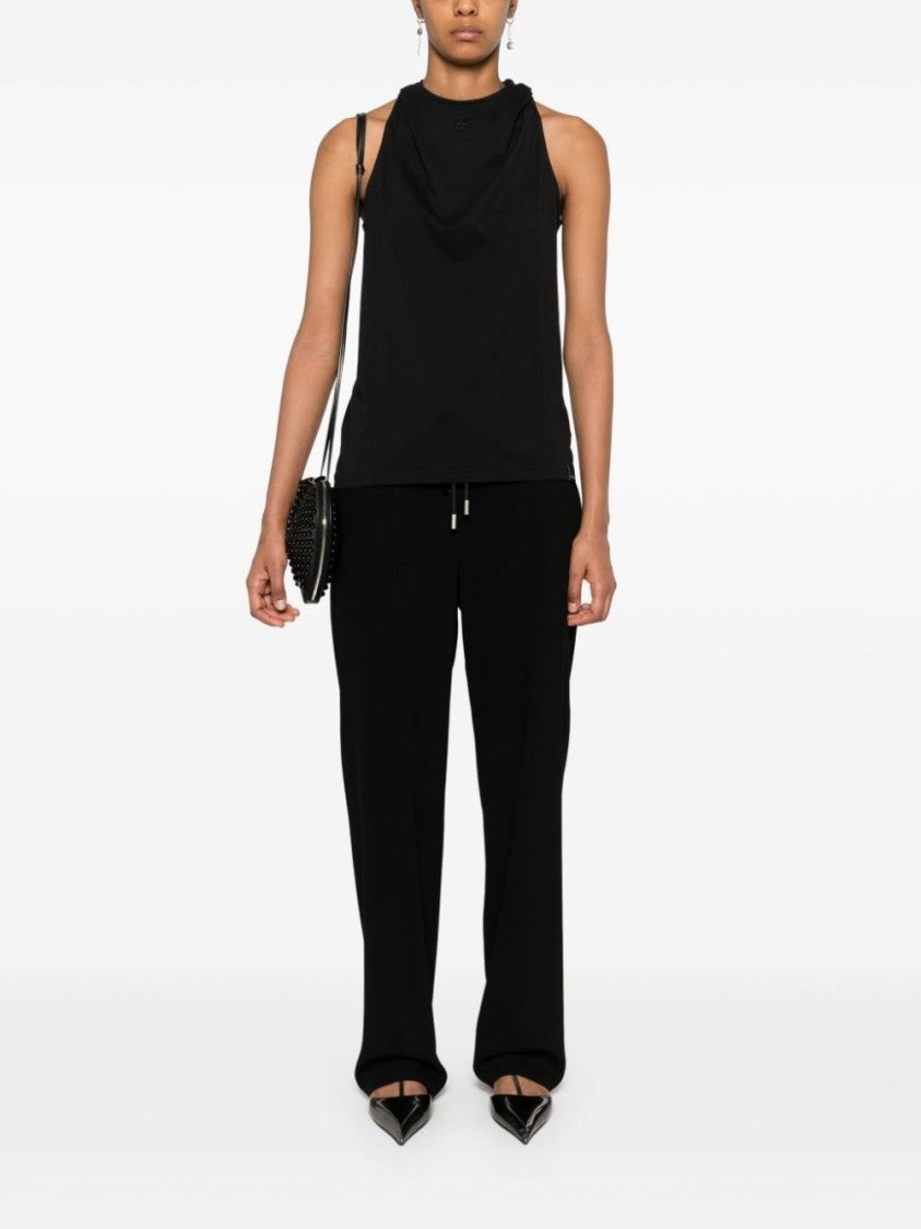Courrèges Hooded Sleeveless Black Top