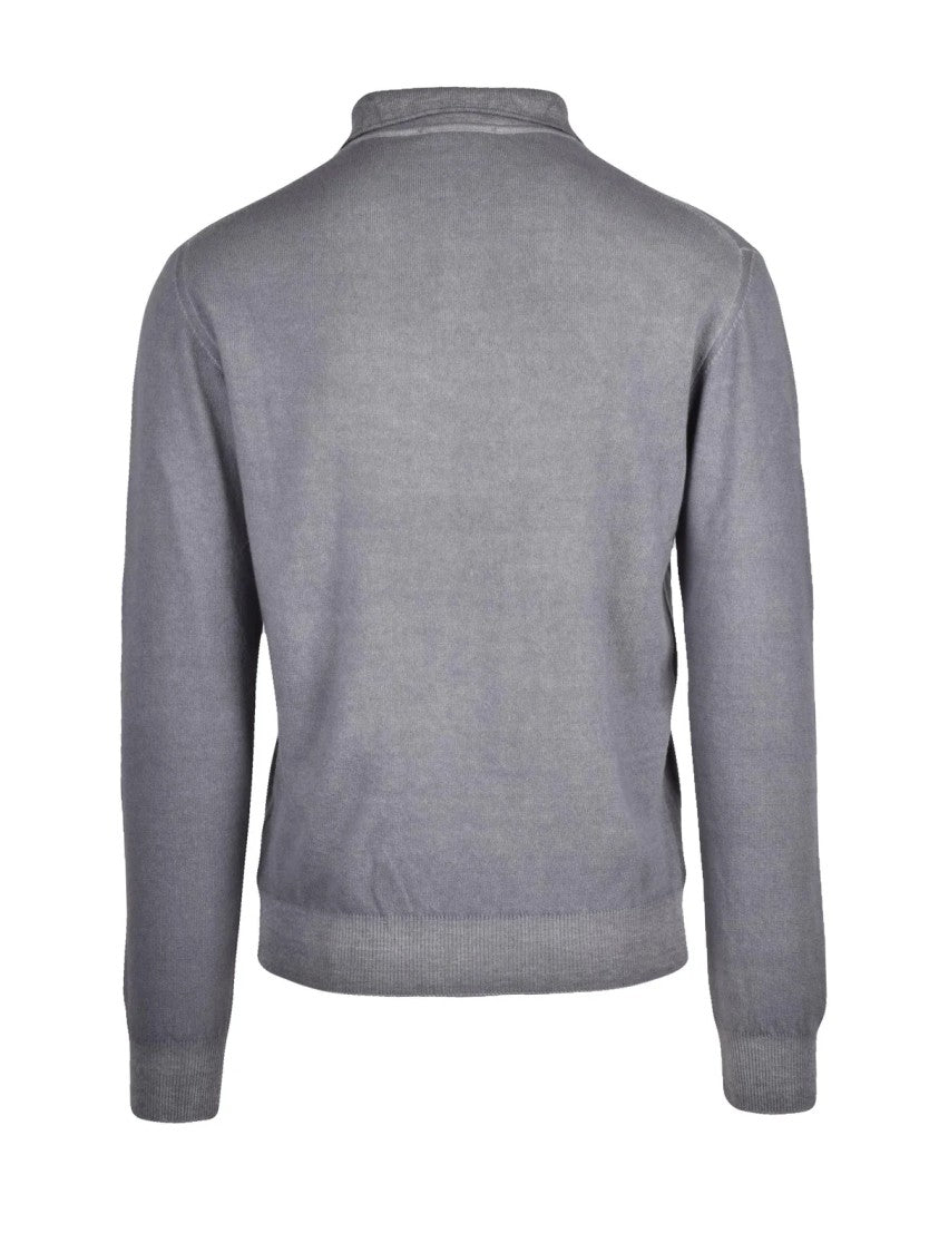 Wool & Co Grey Virgin Wool Knit Polo Shirt