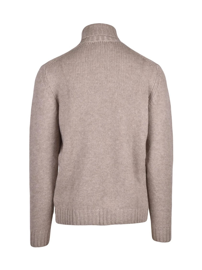 Heritage Beige Wool-Cashmere High-Neck Sweater