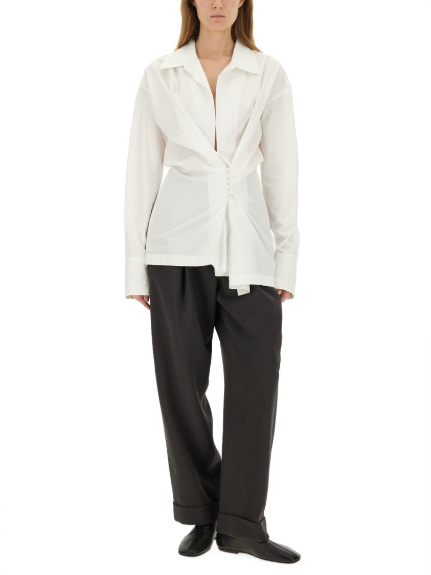 Dries Van Noten Partan High-Waist Pleated Wide-Leg Wool Pants