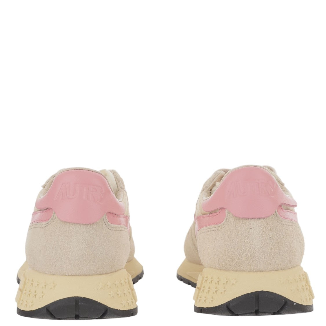 Autry Beige/Pink Padded Heel Running Sneakers