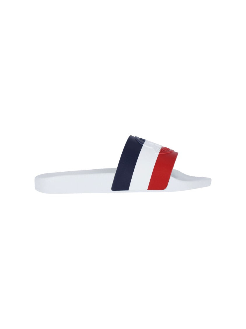 Moncler Logo Slide Sandals – White