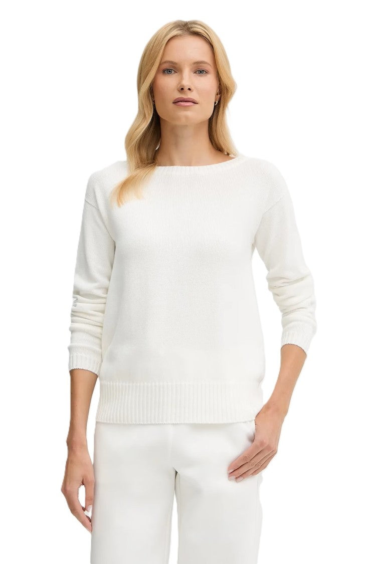 Max Mara Regular-Fit White Knit Sweater With Ribbed Detailing