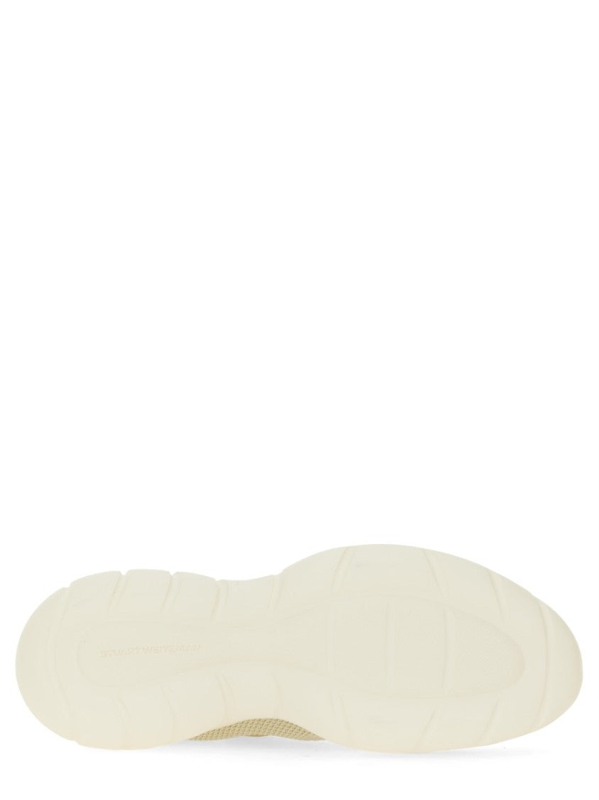 Stuart Weitzman Textured Mesh And Leather Sneakers With Chunky Sole