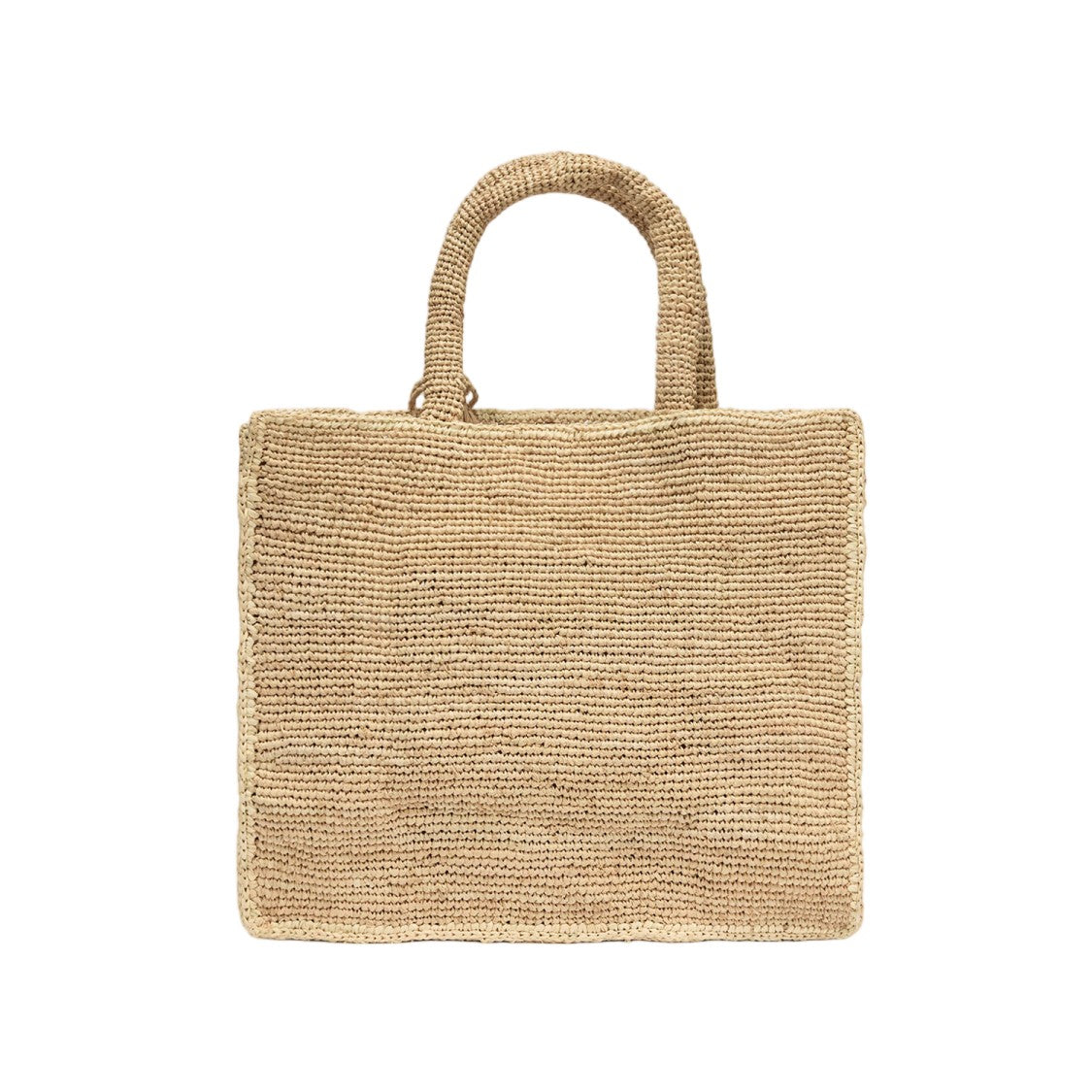 Mc2 Saint Barth Rectangular Raffia Bag With Decorative Logo And Dual Handles