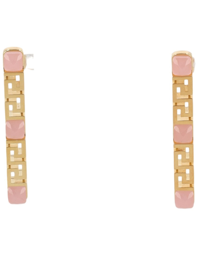 Versace Gold Geometric Pink Accent Earrings