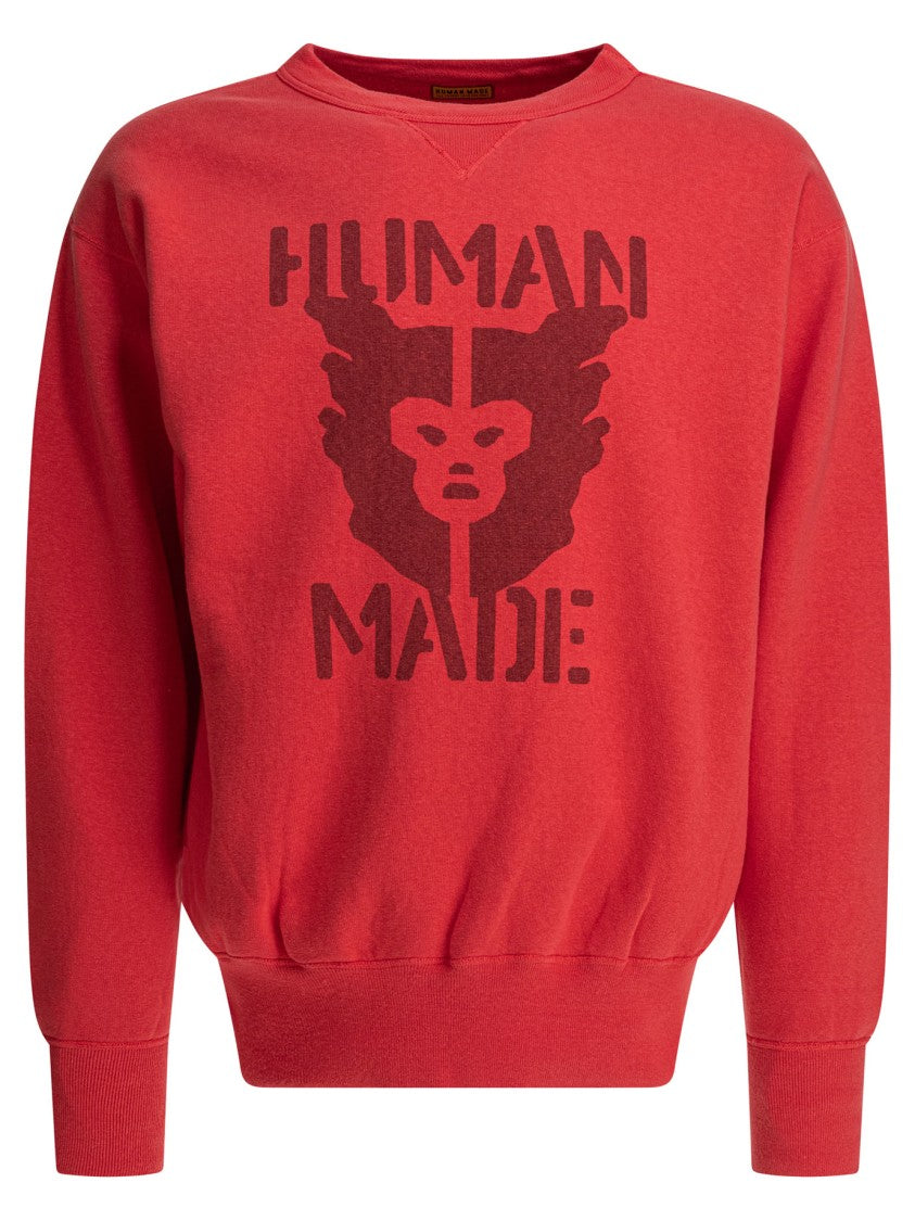 Human Made Red Graphic Print Sweatshirt