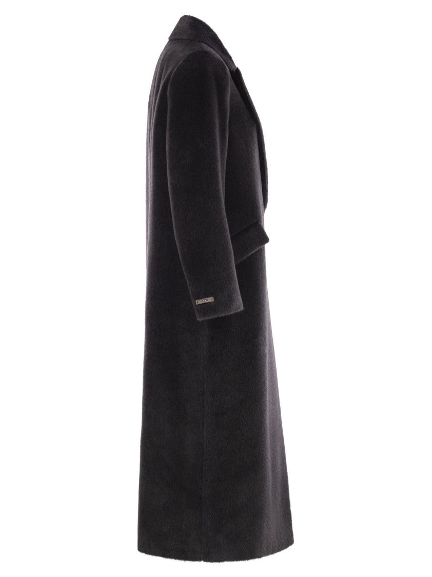 Peserico Long-Haired Coat In Alpaca And Wool