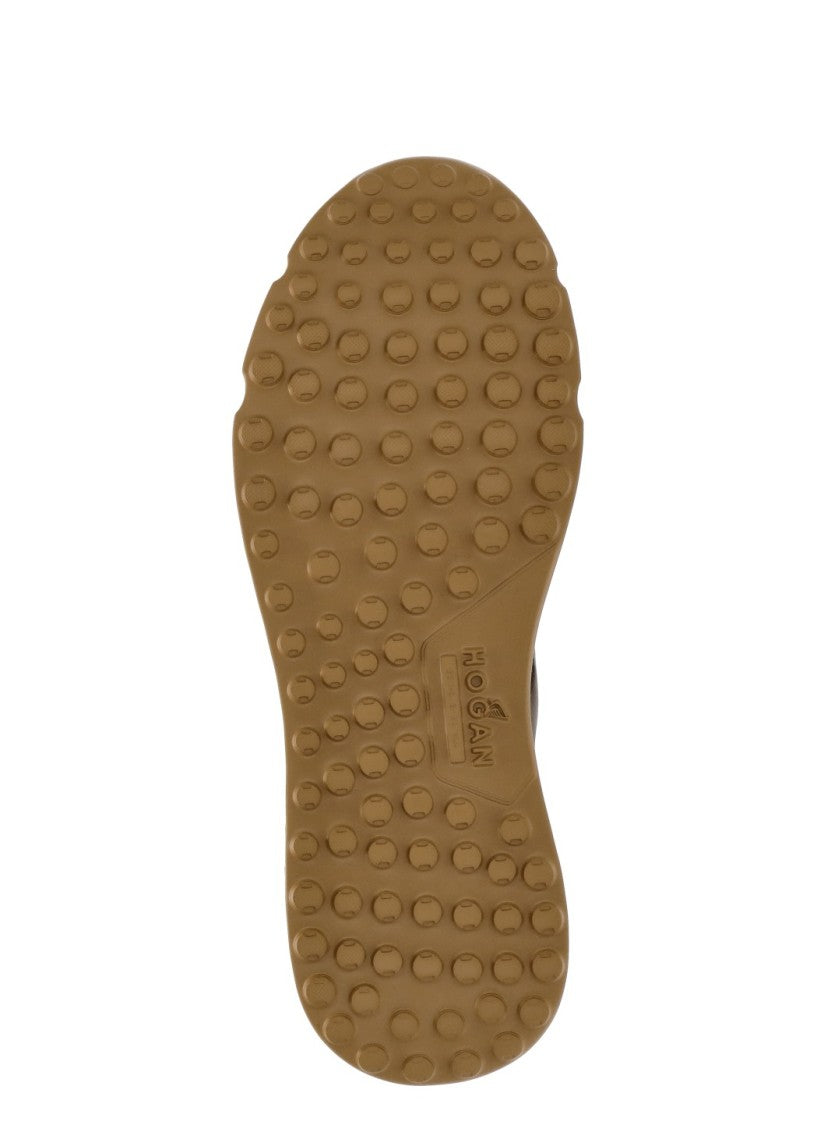 Hogan Brown Leather Low-Top Sneakers