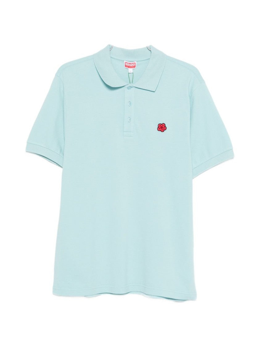 Kenzo Light Blue Embroidered Emblem Silk Polo