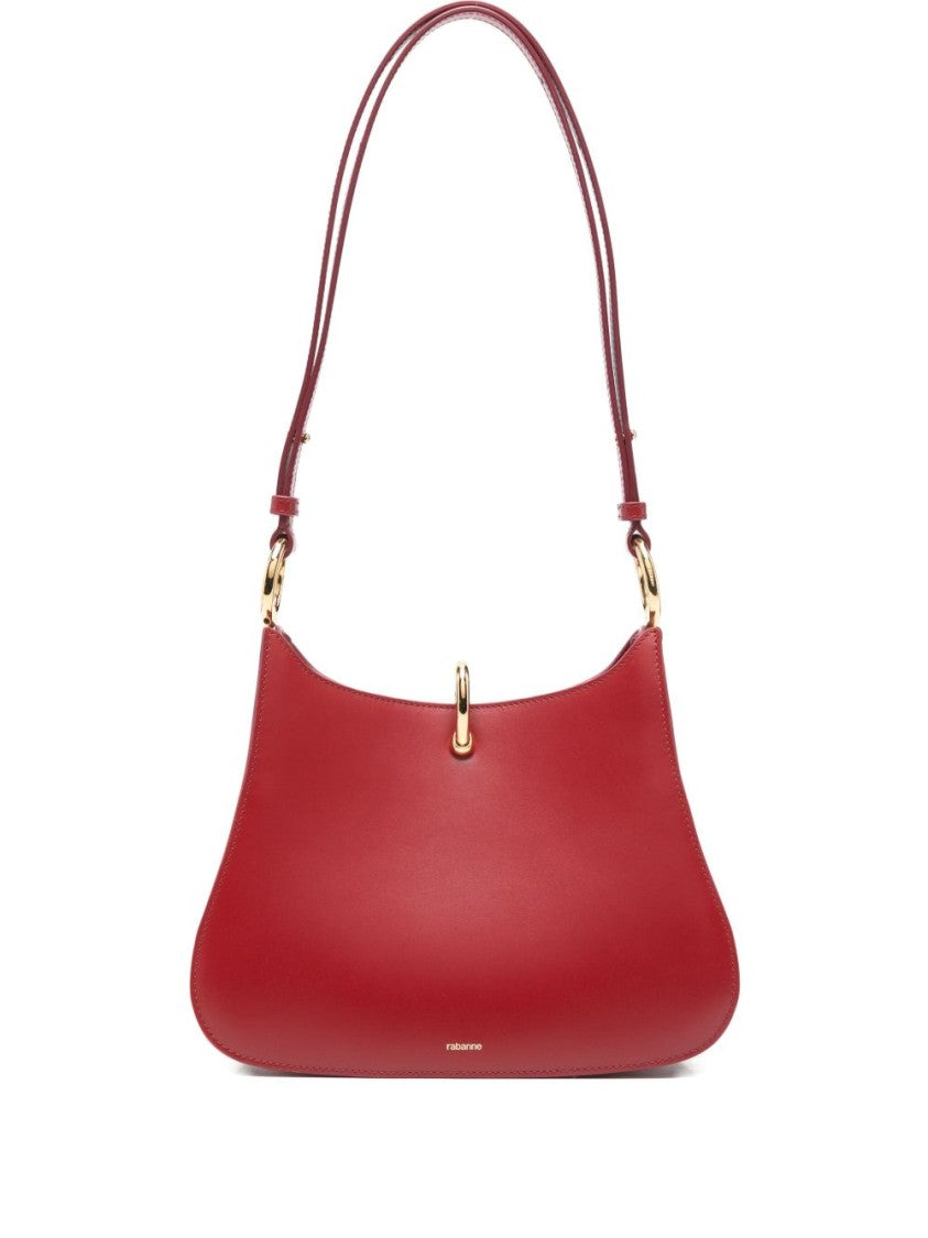 Rabanne Structured Red Shoulder Bag With Brass Hardware