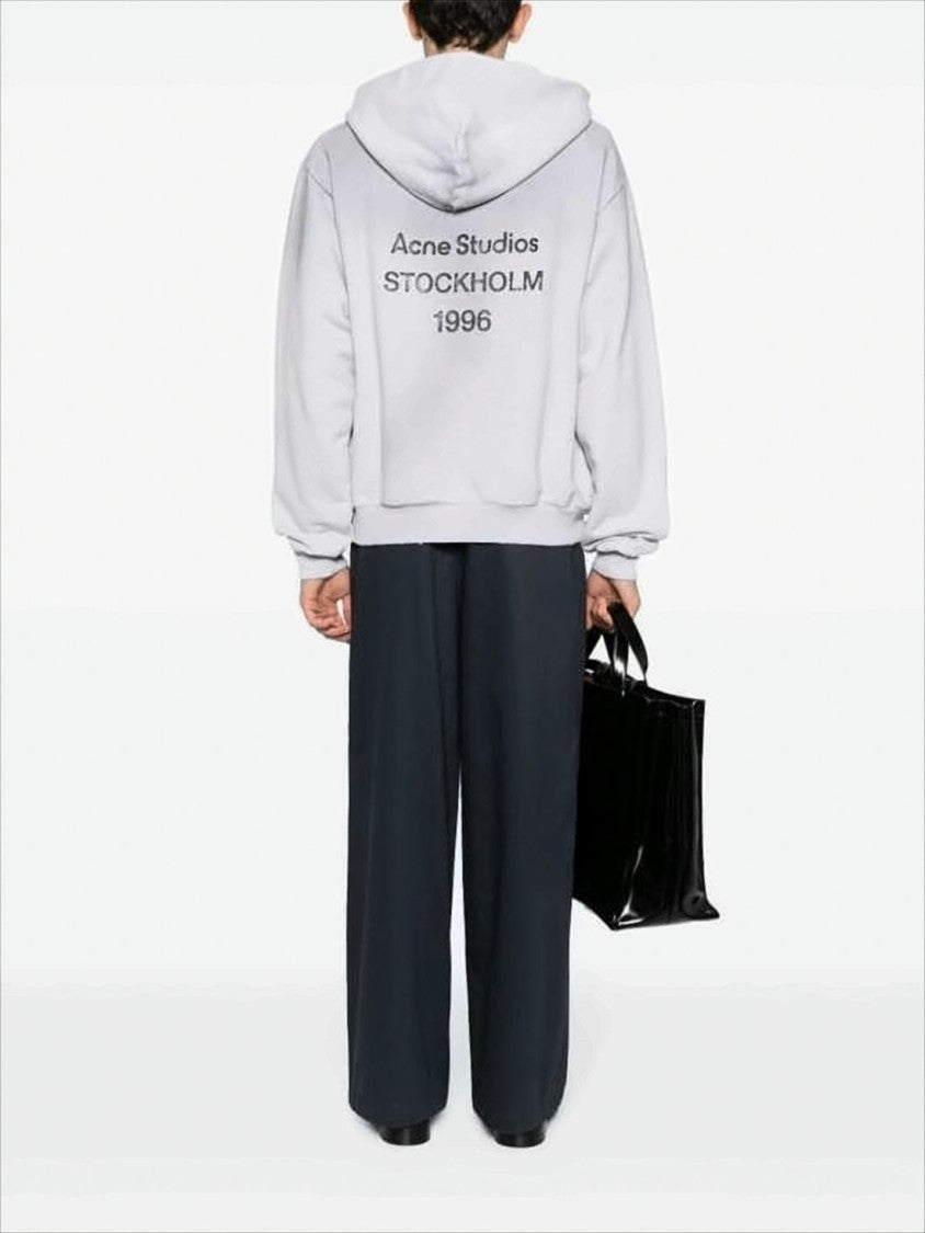 Acne Studios Oversized Grey Hoodie With Relaxed Fit And Bold Detailing