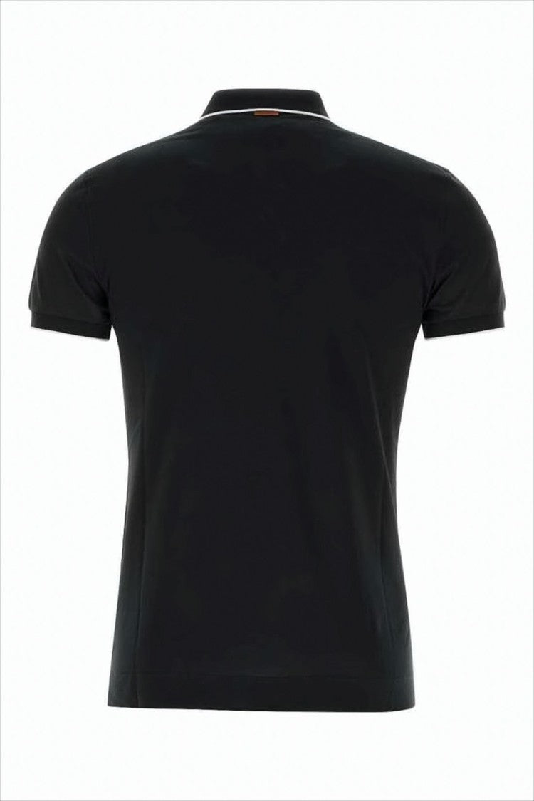 Ermenegildo Zegna Short-Sleeve Polo Shirt With Ribbed Collar
