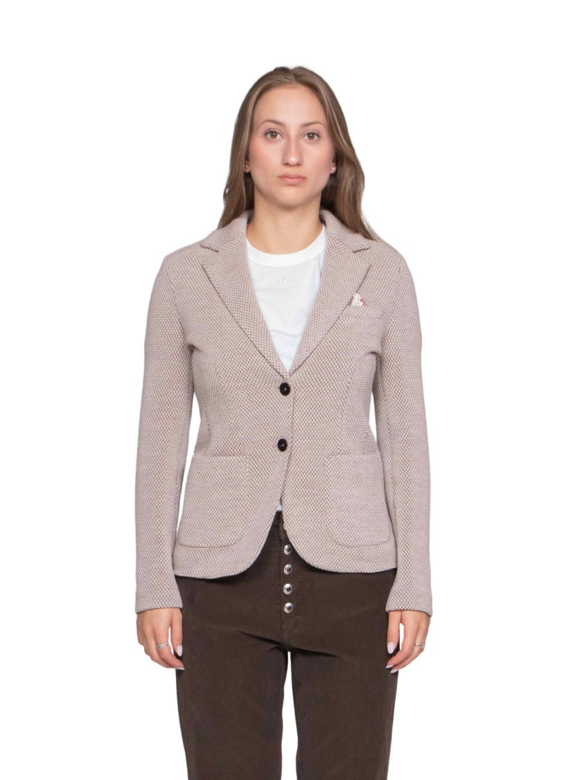 Circolo 1901 Tailored Textured Jacket With Classic Lapel And Button Details