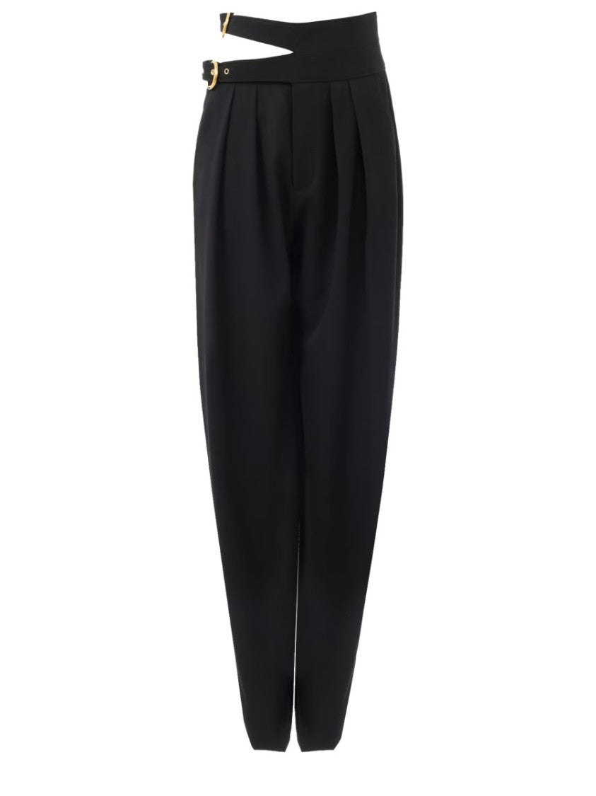 Chloé Tailored Pants With Double Buckle Detail And Pleated Front