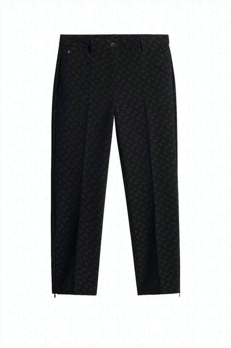 J Lindeberg Textured Black Straight Pants With Tailored Fit