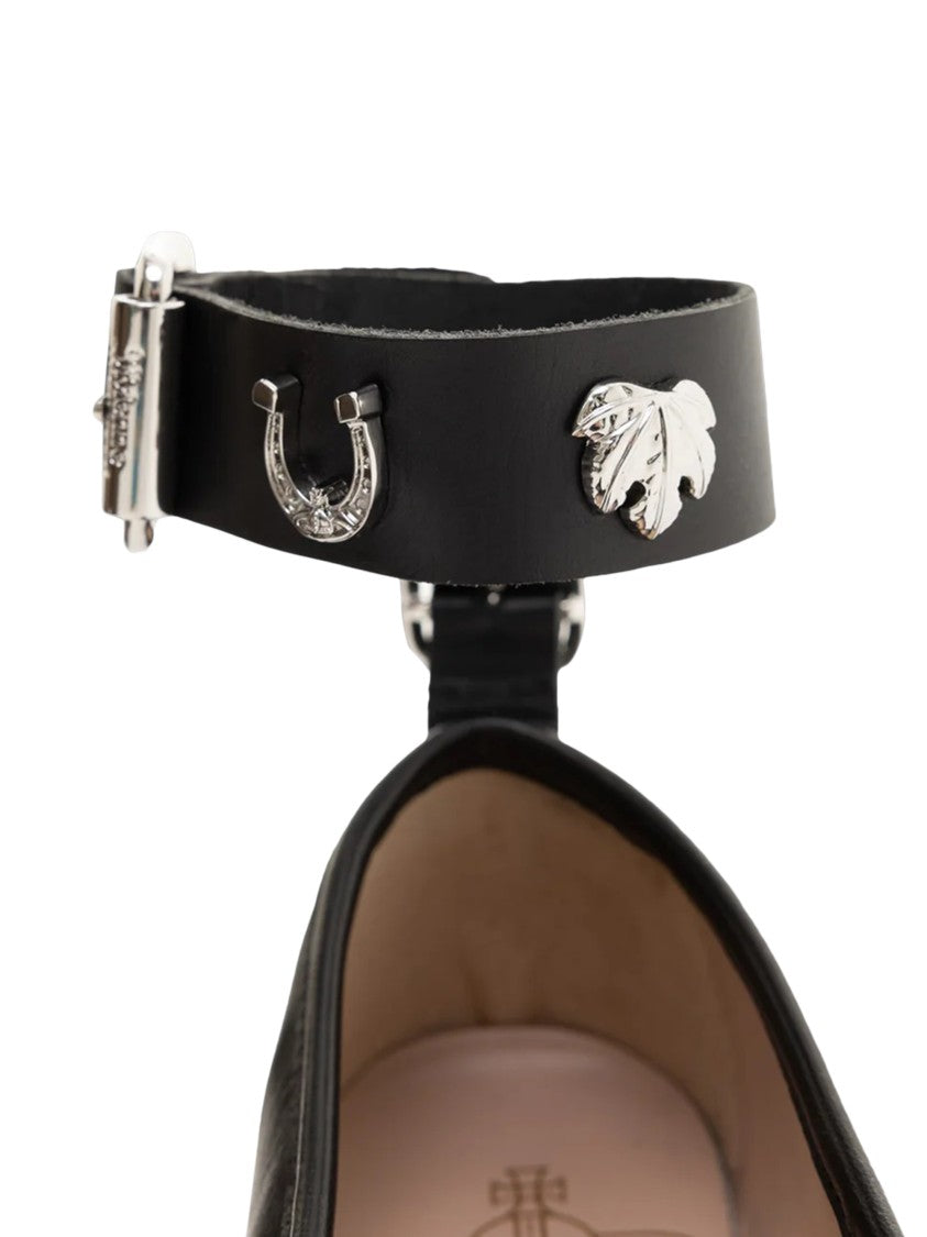 Vivienne Westwood Bardot Ballerina Flat Shoes With Ankle Strap And Charms