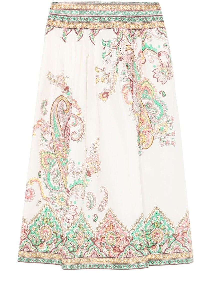 Etro Pleated White Midi Skirt