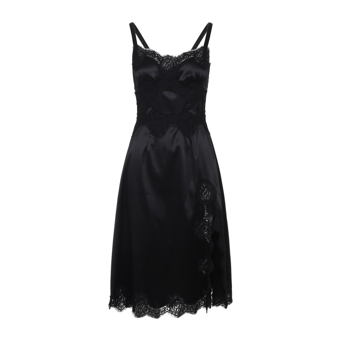 Dolce & Gabbana Lace-Trimmed Black Midi Dress