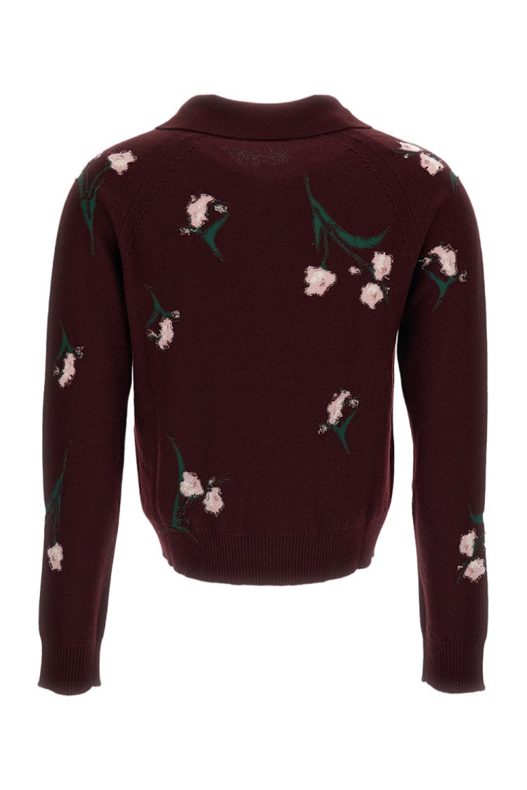 Erdem Polo-Style Merino Wool Jumper With Reverse Intarsia Floral Pattern