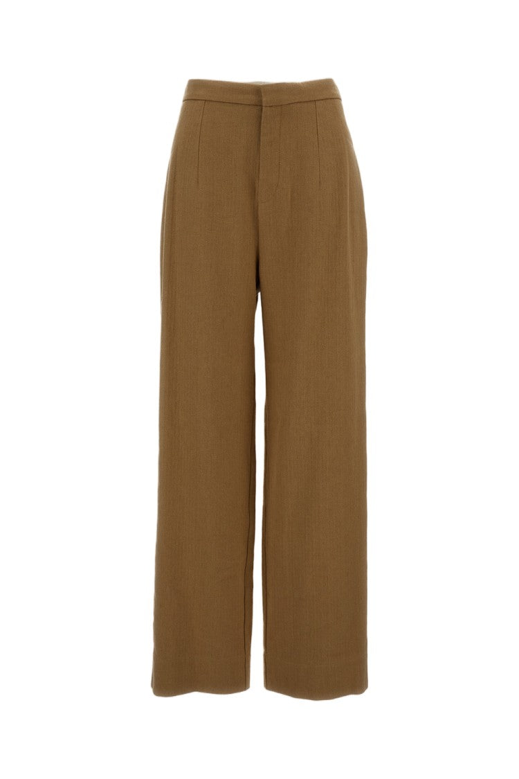 Jejia Herringbone Patterned Linen-Blend Trousers With High-Waisted Silhouette