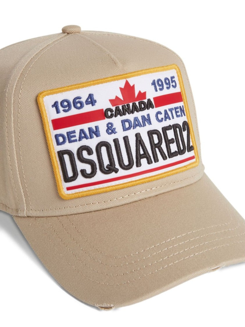 Dsquared2 Beige Structured Cap With Logo Patch