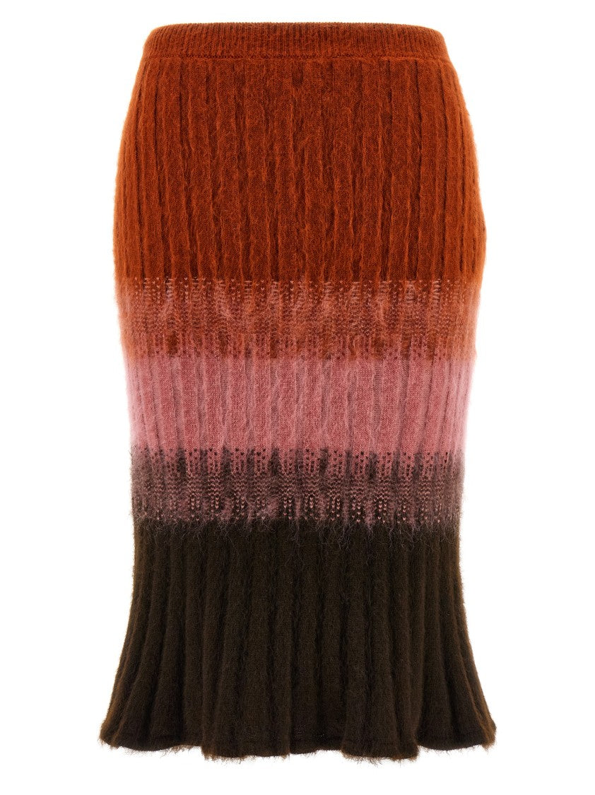 Fendi Maxi Ribbed Midi Skirt With Degradé Effect