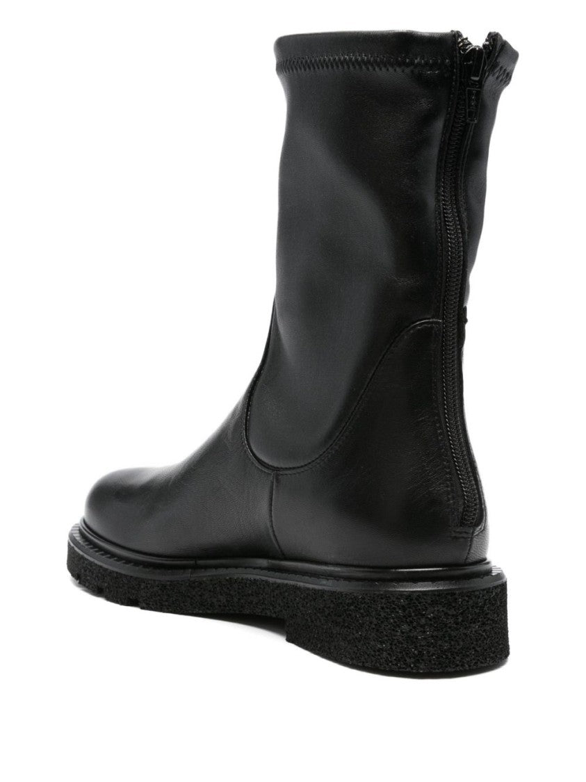 Guglielmo Rotta Calfskin Black Ankle Boots With Refined Silhouette
