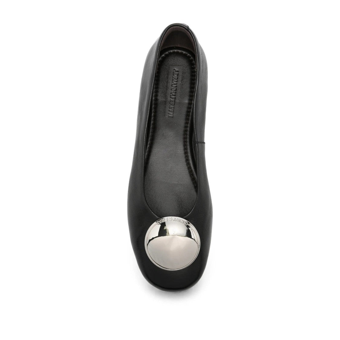 Adrianna Feretti Black Metallic Embellishment Leather Flats