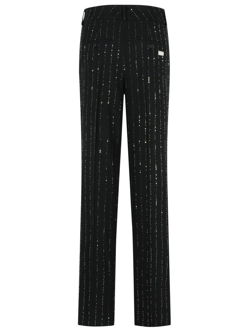 Philipp Plein 'Lady Fit' Sequined Pants In Black Wool Blend