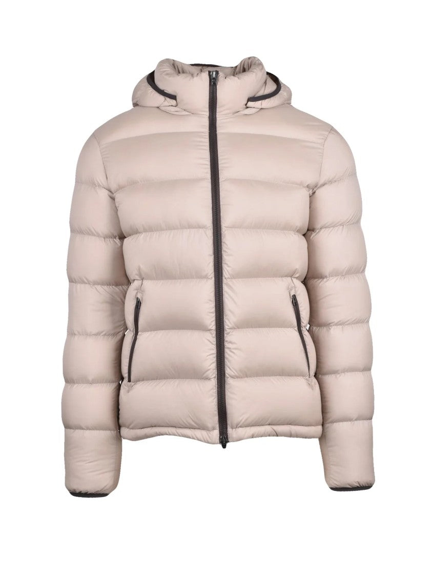Herno Beige Removable Hood Polyamide Down Jacket