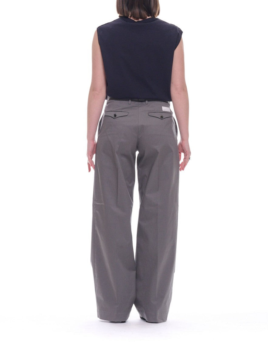 Nine In The Morning Grey Calypso Boy Pleated Cotton-Blend Wide-Leg Pants