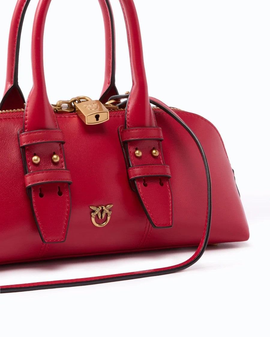 Pinko Red Escape Suede Small Bowling Bag
