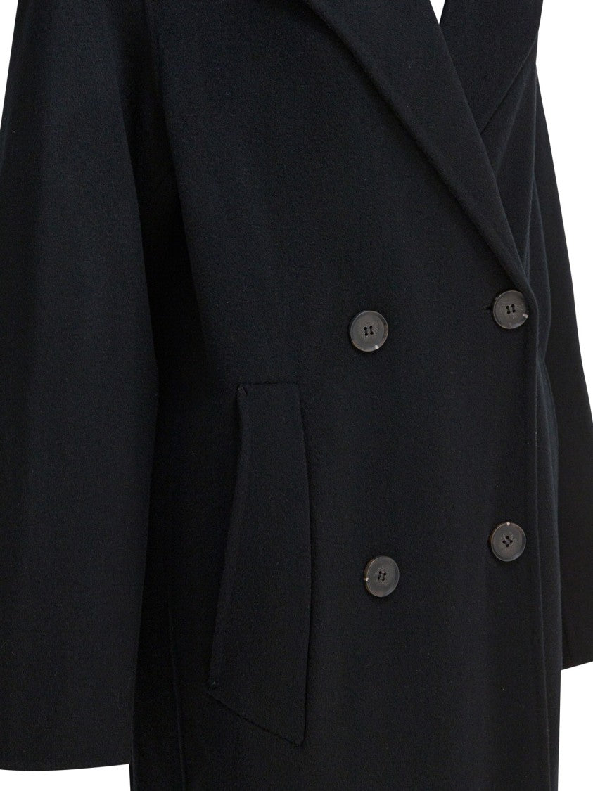 Ivy & Oak Double-Breasted Wool Long Coat With Wide Lapel