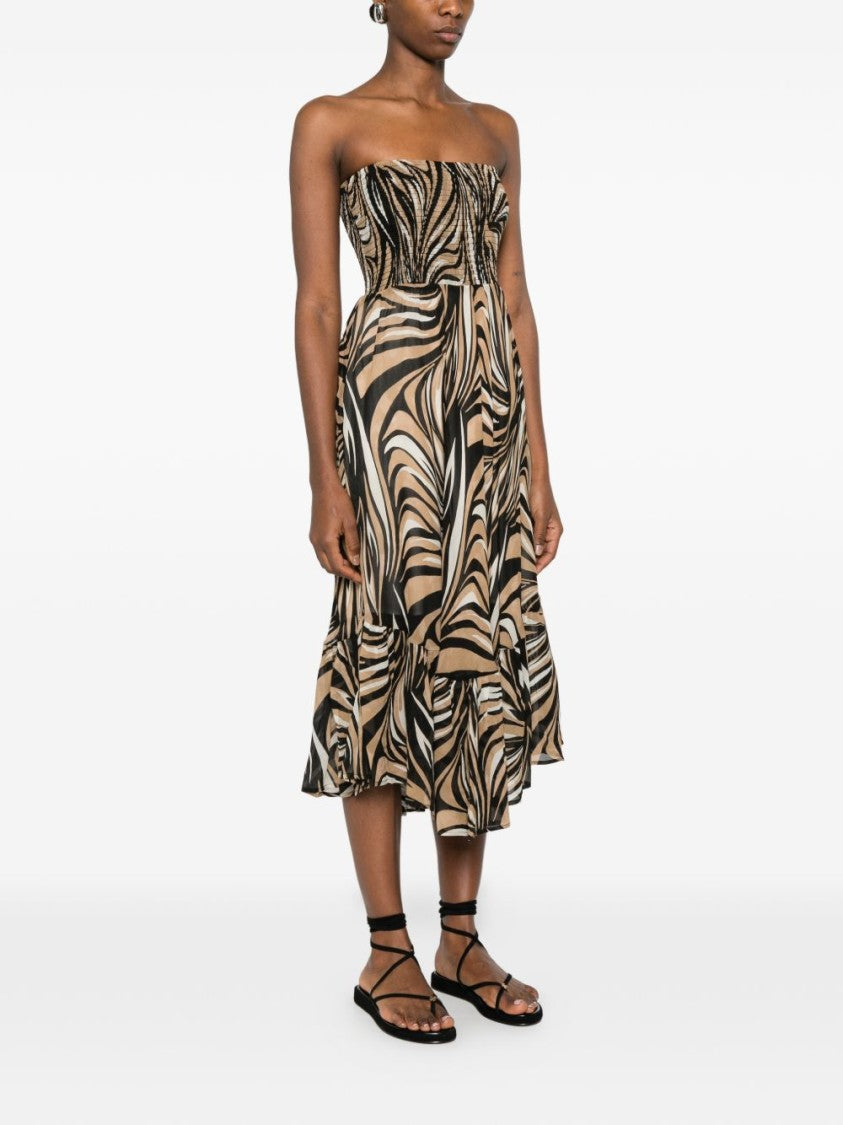 Twinset U&B Brown Animal Print Tiered Day Dress