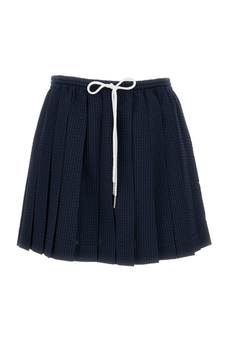 Thom Browne Textured Seersucker Mini Skirt With Adjustable Waist