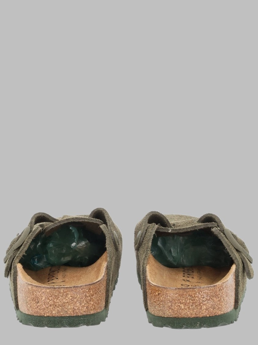 Birkenstock Green Suede Cork Footbed Leather Sandals