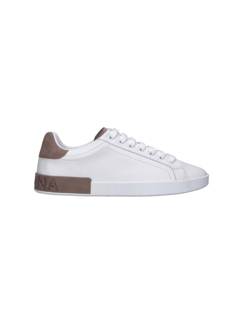 Dolce & Gabbana White Portofino Low-Top Leather Sneakers