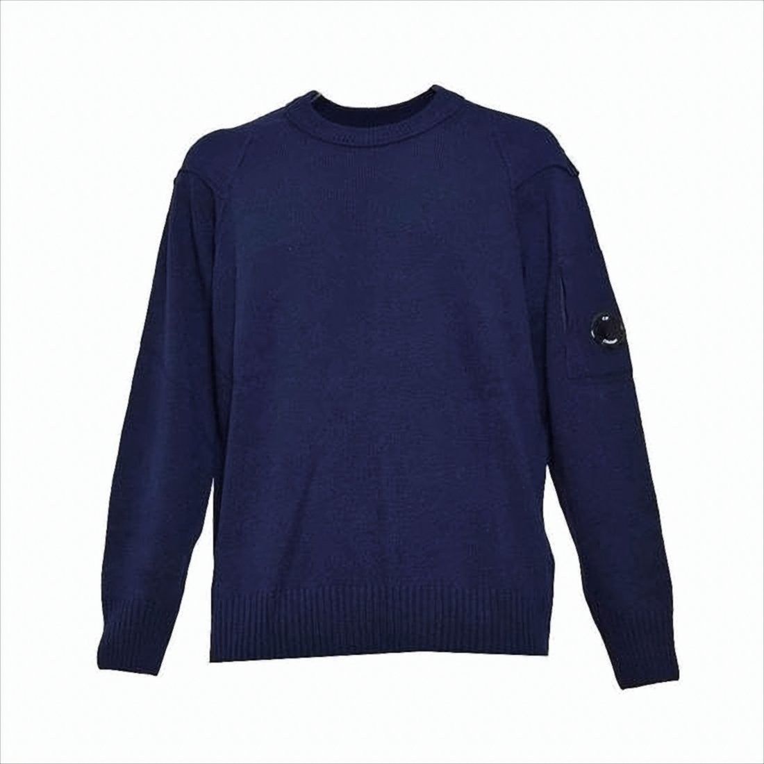 C.P. Company Deep Navy Knit Sweater With Signature Lens Detail