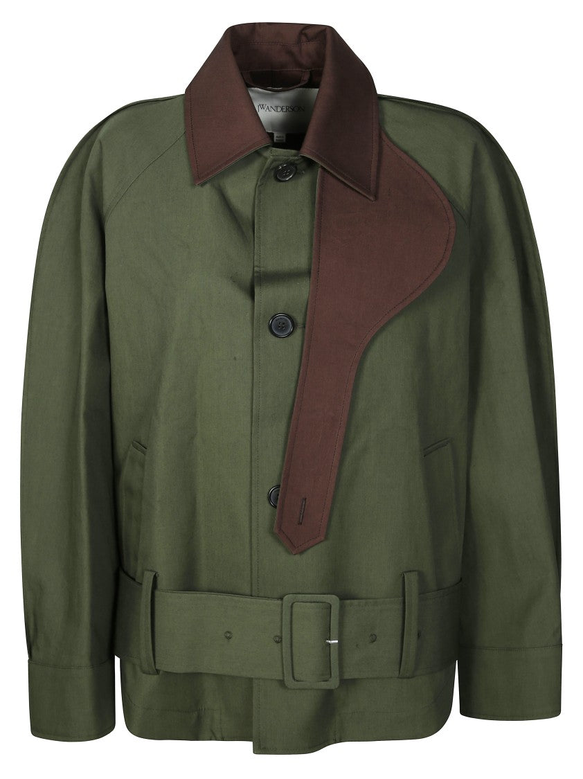 J. W. Anderson Khaki And Chestnut Jacket With Belted Waist